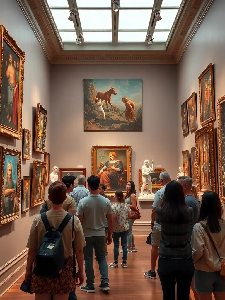 A dynamic image of a local art exhibition organized by ASSOCIATION ANGOULM PROD, featuring a diverse array of artworks and attendees, emphasizing the organization's role in supporting emerging artists and promoting cultural exchange.